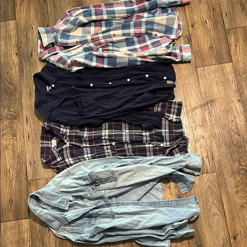 American Eagle Outfitters Women's Button Down Shirts - Plaid and Solid Colors